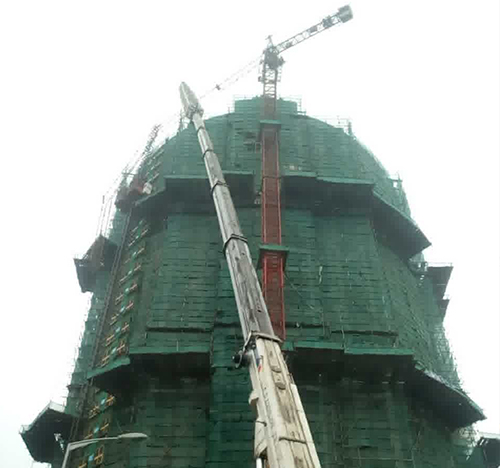 萨迦吊车在工地上作业